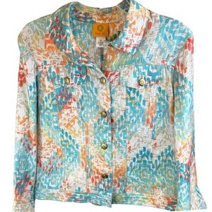 Ruby Rd. Multicolor Ikat Print Jacket – Size 12